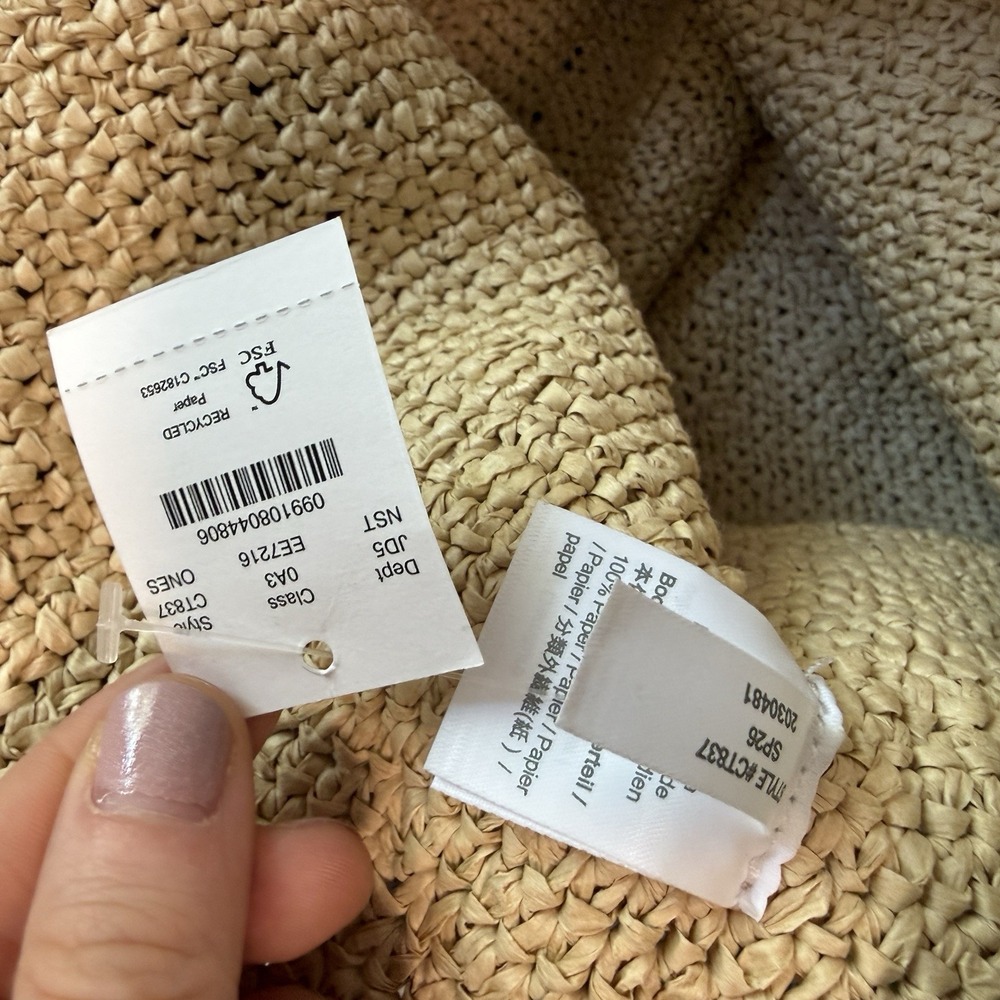 J. Crew NWT Large Handknotted Natural Straw Tote - Picture 9 of 9